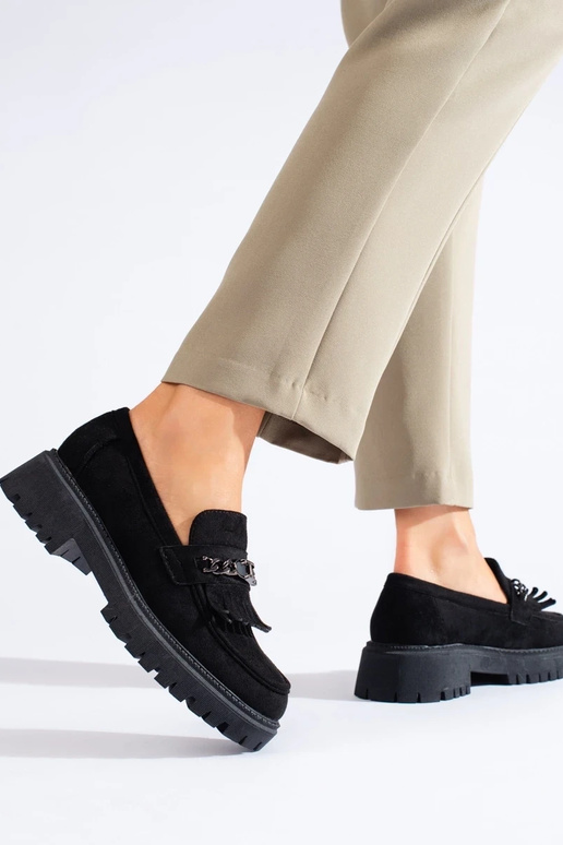 Schwarze Damenmokassins aus Wildleder... Schwarze Damenmokassins aus Wildleder...