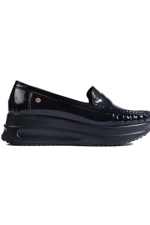 Zwarte mocassins met patenteffect en... Zwarte mocassins met patenteffect en...