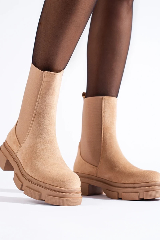 Laarzen Damesschoenen van beige suède