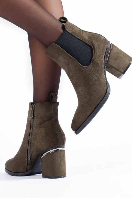 Bottines Chelsea en daim kaki Vinceza