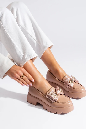 Beige Mokassins mit Band... 2