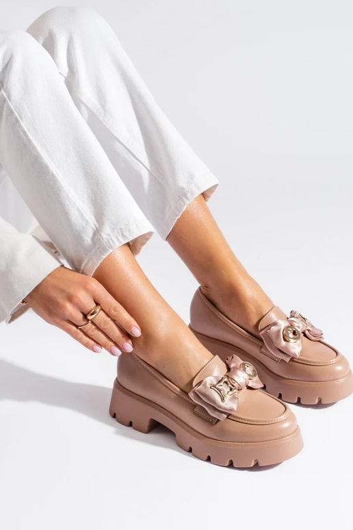 beige mocassins met lint Shelovet