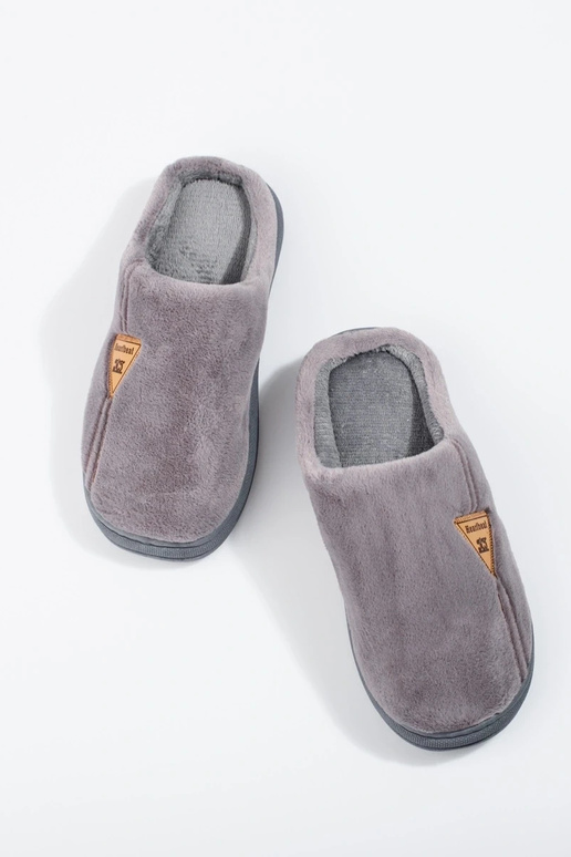 warme graue Herrenhausschuhe von...