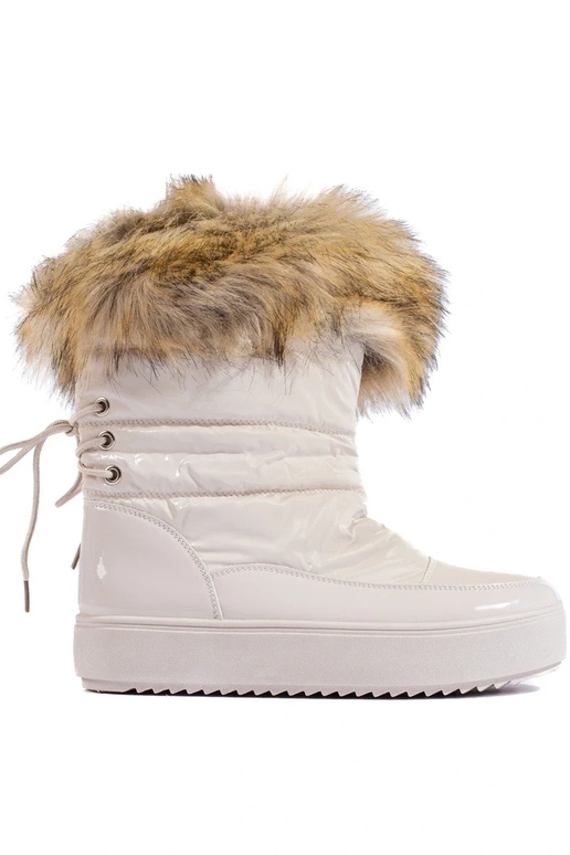 Cremefarbene Damen-Schneestiefel mit... Cremefarbene Damen-Schneestiefel mit...