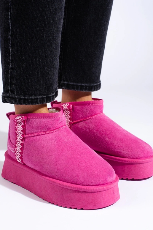 roze suède platform snowboots
