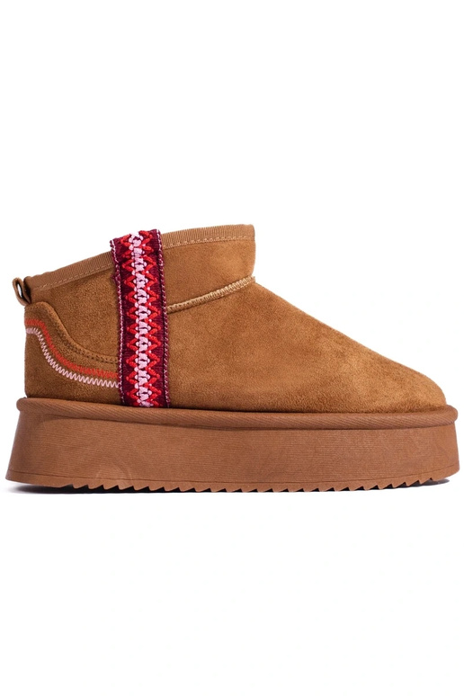 en daim Bottes de neige femme camel