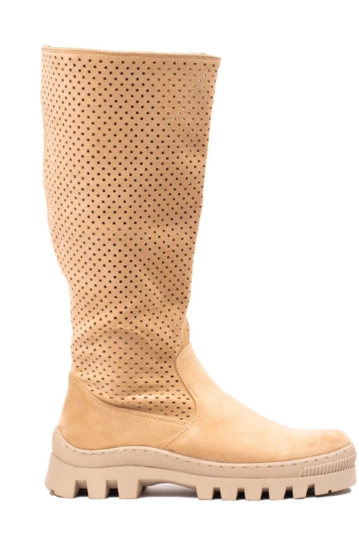 Potocki opengewerkte suède enkellaarzen