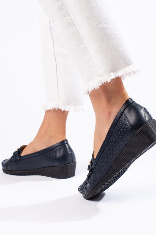 marineblauwe damesmocassins marineblauwe damesmocassins