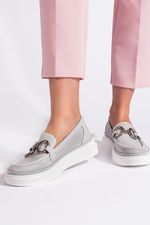 mocassins femme gris