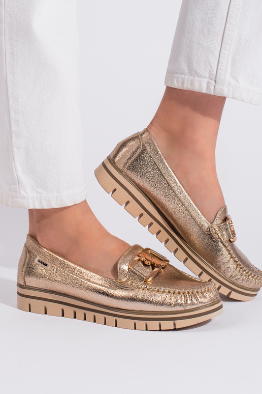 mocassins pour femmes dorés avec...
