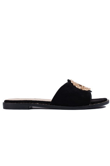 pantoufles en daim noir
