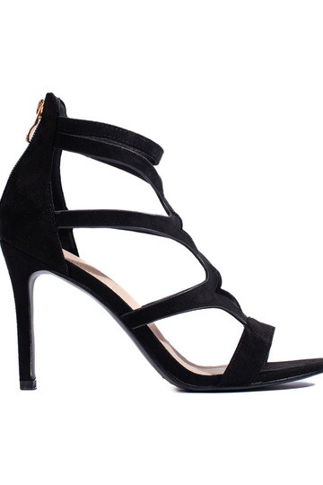 sandales noires à talon fin