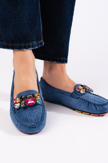 mocassins bleus avec cristaux 2