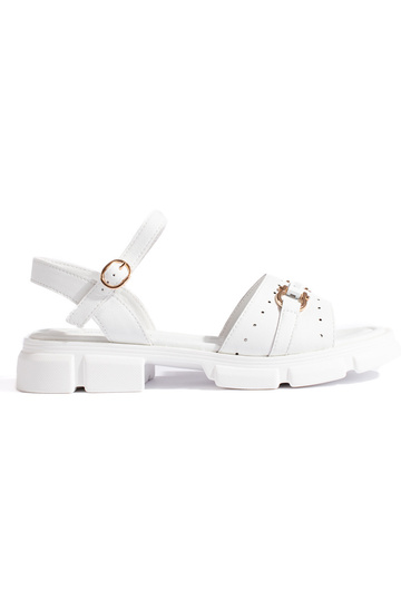 Sandales blanches en cuir...