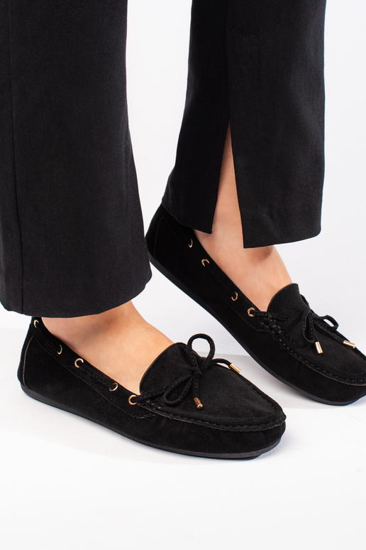 mocassins en daim noir pour femme