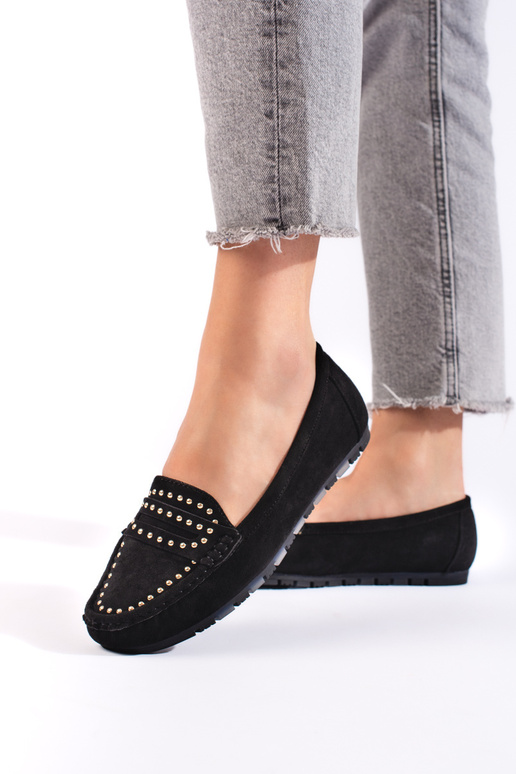 mocassins en daim noir pour femme