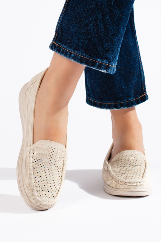 Beige Damenmokassins