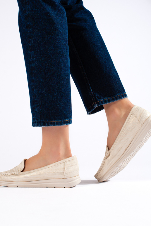 Beige Damenmokassins