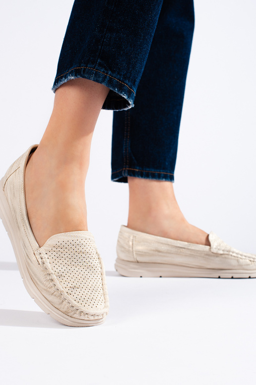 Beige Damenmokassins