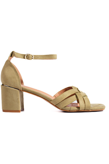 groene suède sandalen
