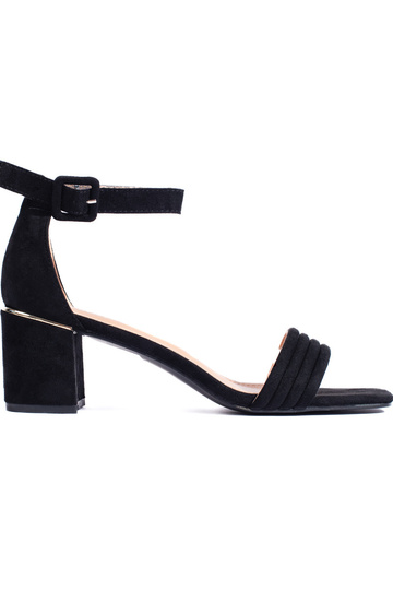 zwarte suède sandalen met hak