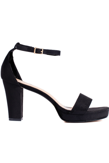 zwarte suède sandalen met hak