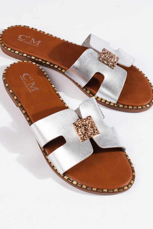 pantoufles argentées pantoufles argentées