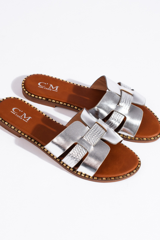 pantoufles argentées