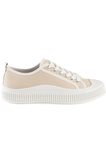 Beige sneakers met platform