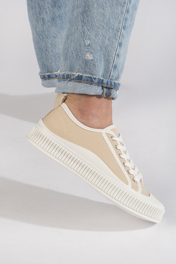 Beige sneakers met platform 2