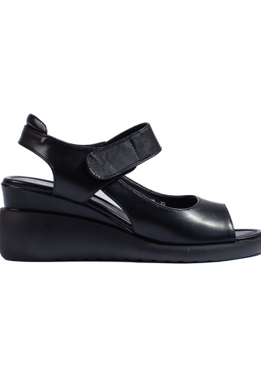 Bequeme schwarze Keilsandaletten von... Bequeme schwarze Keilsandaletten von...