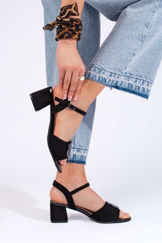 zwarte sandalen met hak van Sergio Leone