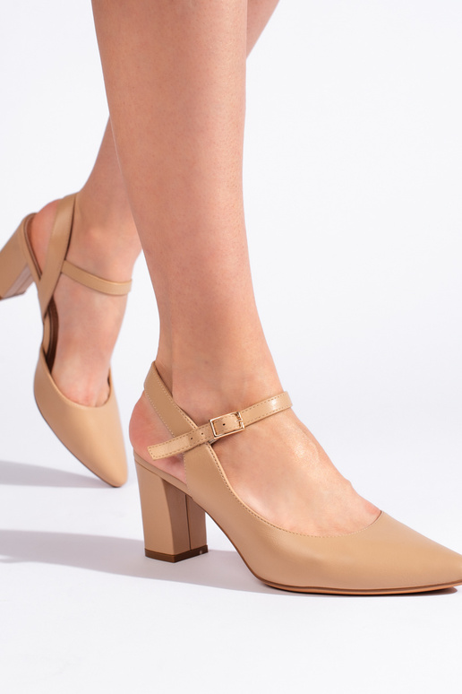 beige Sergio Leone hoge hakken