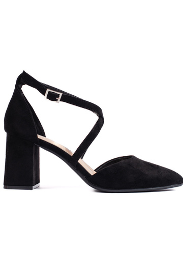 talons hauts noirs en daim...