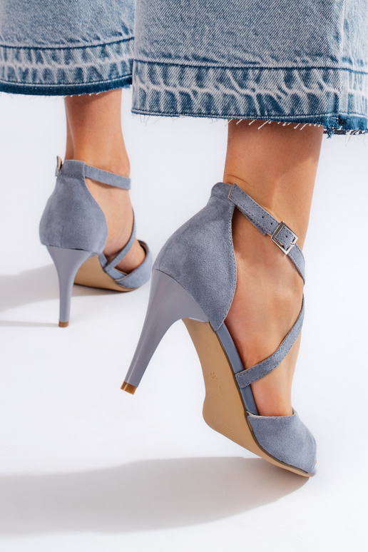 Suède sandalen met dunne hak van...