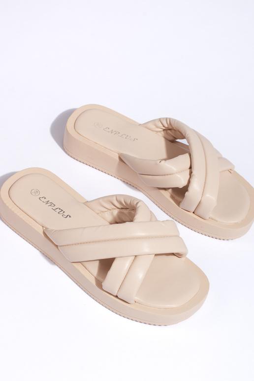 beige Slippers met plateau beige Slippers met plateau