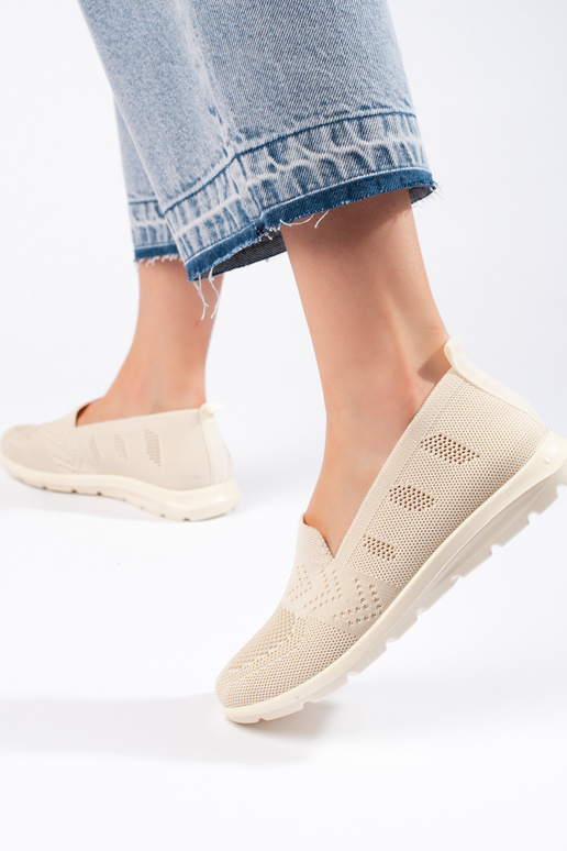 Beiger Textil-Slipper für Damen