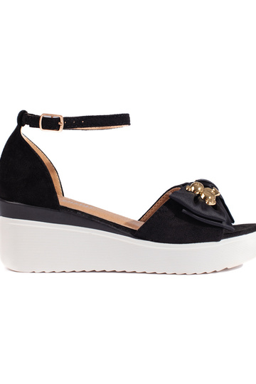 zwarte sandalen met strik