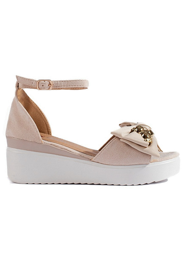 sandale beige avec noeud