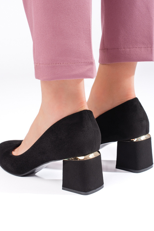 zwarte suède hoge hakken