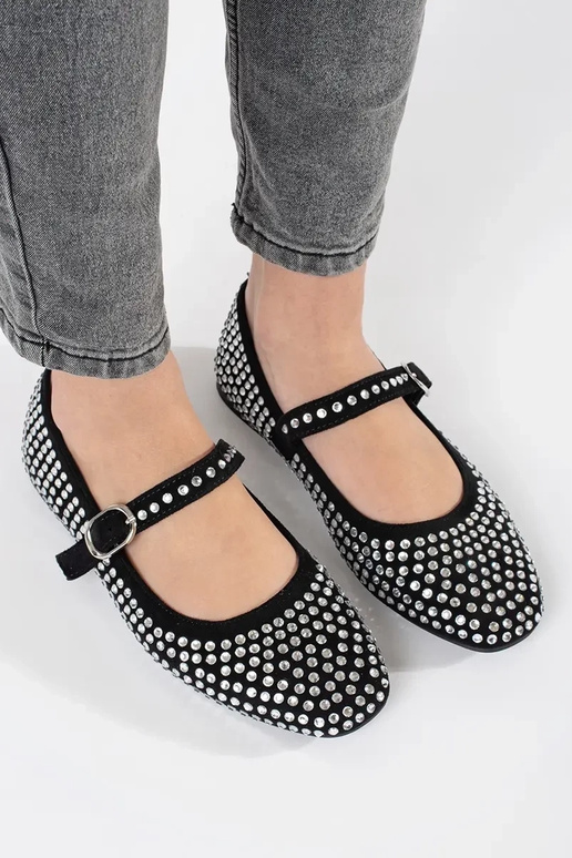 zwarte damesballerina's van ćĮietkami