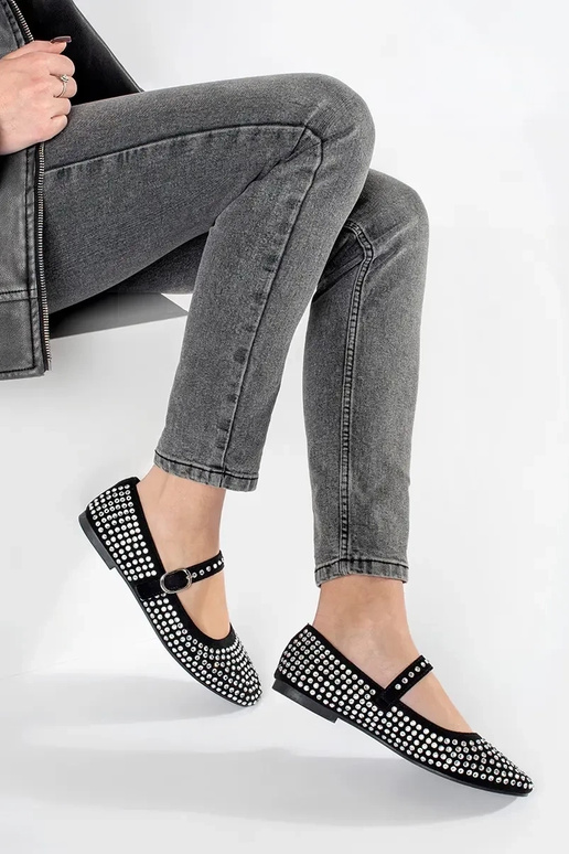 schwarze Damenballerinas z ćĮietkami