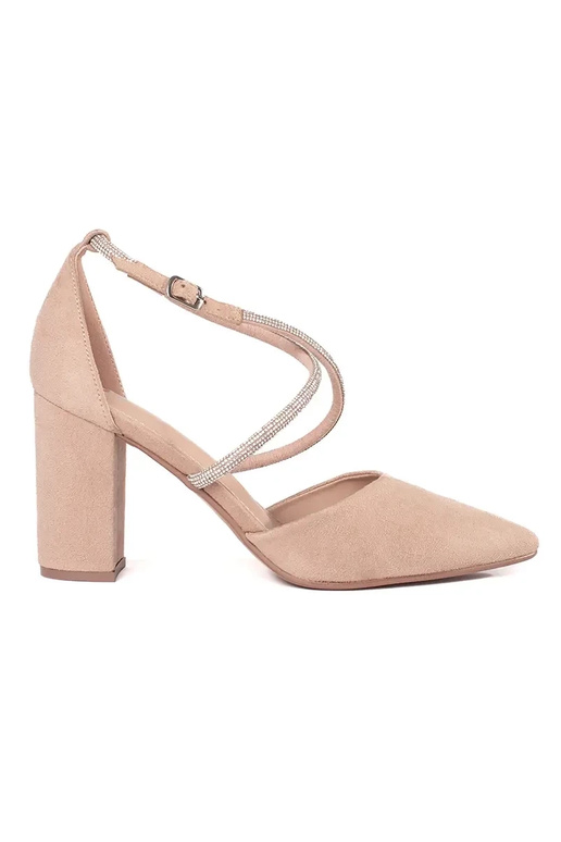 Beige Wildleder-High-Heels mit... Beige Wildleder-High-Heels mit...