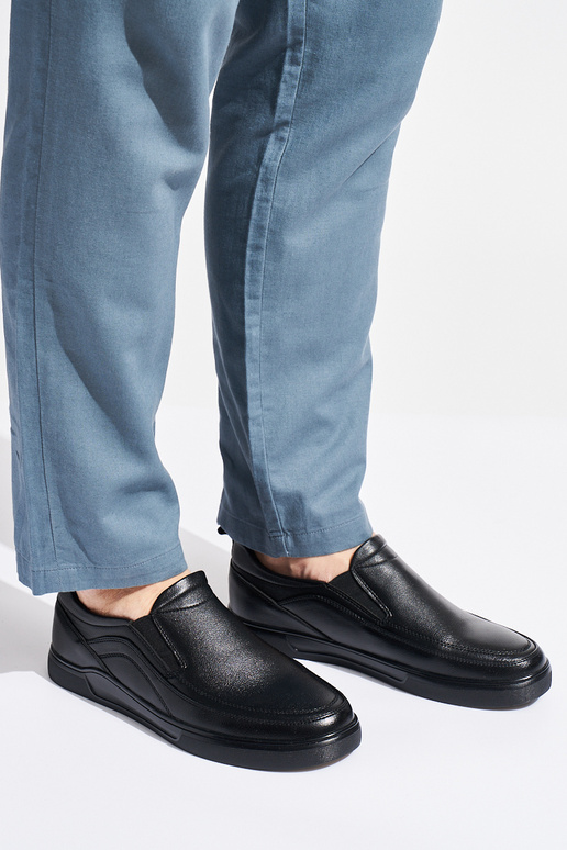 mocassins noirs pour hommes en cuir...