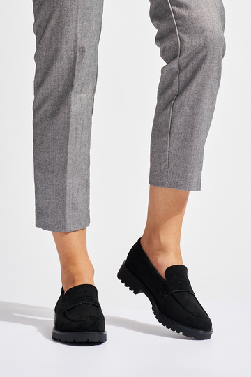 mocassins femme en daim noir 2