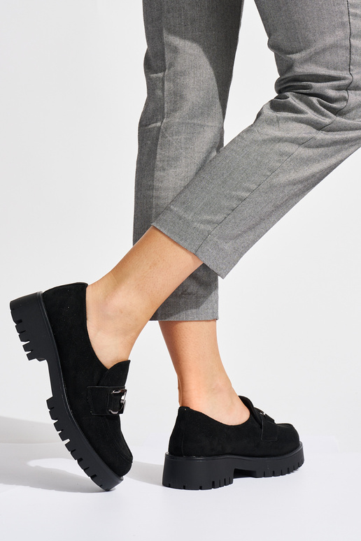 zwarte suède mocassins voor dames