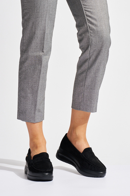 Mokassins aus schwarzem Wildleder mit...