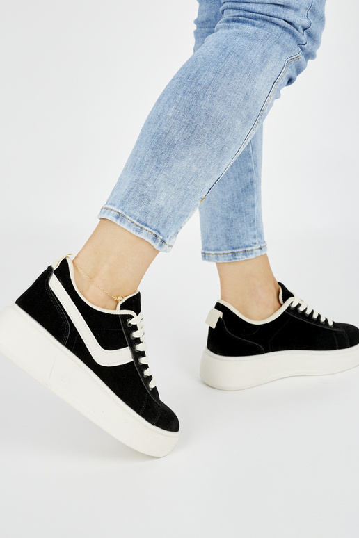 zwarte suède platformschoenen voor dames