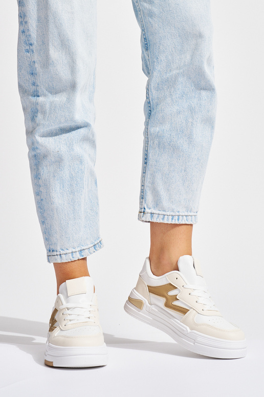 Weiß-beige Sneakers-Modellschuhe mit...