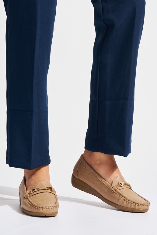 mocassins femme beiges ze zdobieniem